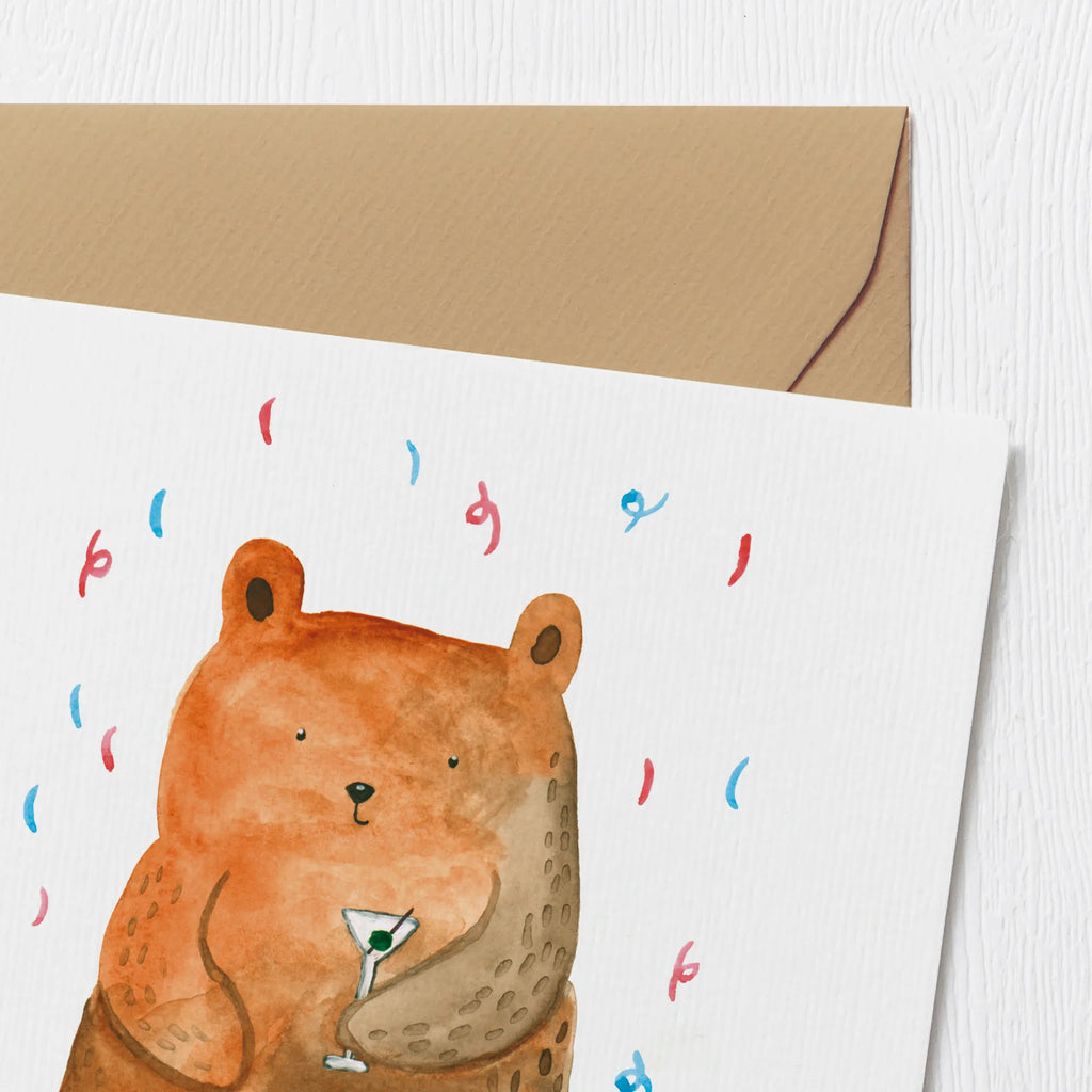 Deluxe Card bear party Hochwertige Grußkarte, Geburtstagskarte, Hochzeitskarte, Einladungskarte, Grußkarte, Klappkarte, Karte, Glückwunschkarte, Hochwertige Klappkarte, Bär, Teddy, Teddybär, Abfeiern, Party, Geschenk, Gute Laune, Geburtstagsgeschenk, Geburtstag, Feiern, Mitbringsel, Lustig