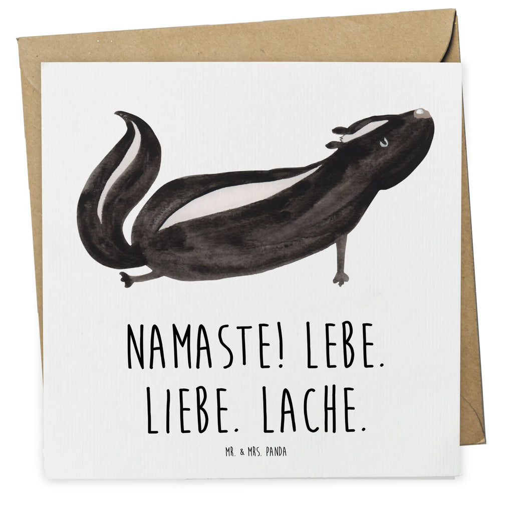 Deluxe Card skunk yoga Glückwunschkarte, doppelkarte, faltkarte, Klappkarte, Grußkarte, anlasskarte, Stinktier, Skunk, Lebe, Stinki, Yoga, Liebe, Lache, Namaste, Wildtier, Raubtier, Stinker