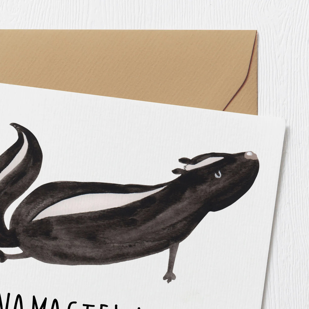 Deluxe Card skunk yoga Glückwunschkarte, doppelkarte, faltkarte, Klappkarte, Grußkarte, anlasskarte, Stinktier, Skunk, Lebe, Stinki, Yoga, Liebe, Lache, Namaste, Wildtier, Raubtier, Stinker
