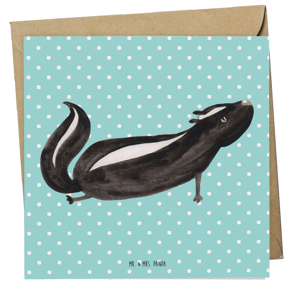 Deluxe Card skunk yoga Glückwunschkarte, doppelkarte, faltkarte, Klappkarte, Grußkarte, anlasskarte, Stinktier, Skunk, Lebe, Stinki, Yoga, Liebe, Lache, Namaste, Wildtier, Raubtier, Stinker