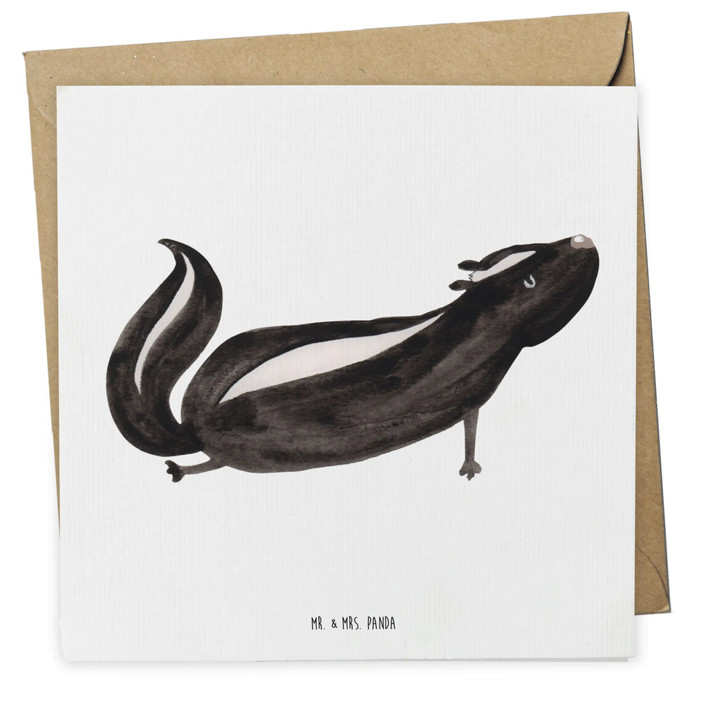 Deluxe Card skunk yoga Glückwunschkarte, doppelkarte, faltkarte, Klappkarte, Grußkarte, anlasskarte, Stinktier, Skunk, Lebe, Stinki, Yoga, Liebe, Lache, Namaste, Wildtier, Raubtier, Stinker
