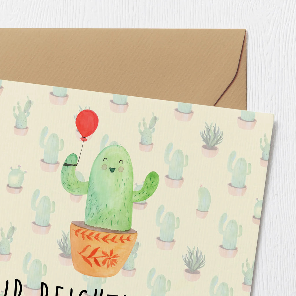 Deluxe Card cactus balloon Klappkarte, Grußkarte, doppelkarte, Glückwunschkarte, faltkarte, anlasskarte, Kakteen, Kaktus, Freund, Prüfung, Freundin, Luftballon, Büroalltag, Neustart, Freude, Büro, Ausbildung, Stress