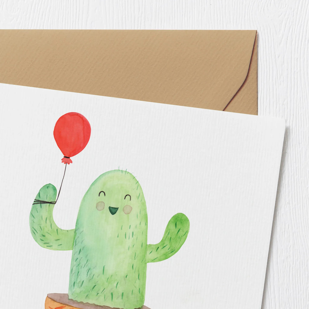 Deluxe Card cactus balloon Klappkarte, Grußkarte, doppelkarte, Glückwunschkarte, faltkarte, anlasskarte, Kakteen, Kaktus, Freund, Prüfung, Freundin, Luftballon, Büroalltag, Neustart, Freude, Büro, Ausbildung, Stress
