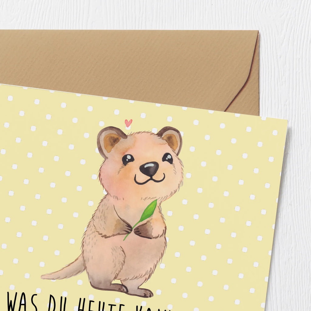 Deluxe Card Quokka Happy Hochwertige Klappkarte, Hochzeitskarte, Karte, Einladungskarte, Grußkarte, Geburtstagskarte, Klappkarte, Glückwunschkarte, Hochwertige Grußkarte, Tiermotive, Gute Laune, lustige Sprüche, Tiere, Lustiger Spruch, Quokka, Dinge erledigen, Verschieben, Aufschieberitis, Niedliches Tier