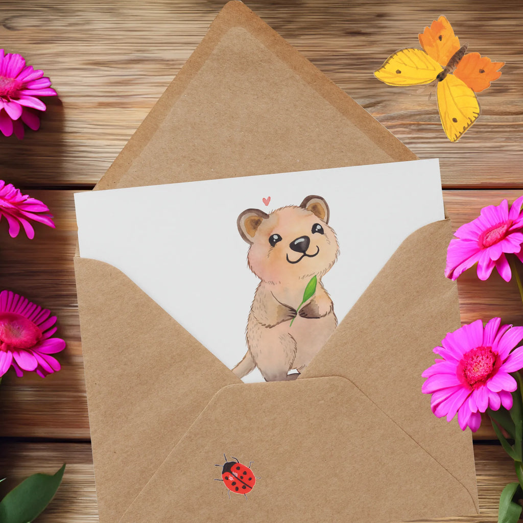 Deluxe Card Quokka Happy Hochwertige Klappkarte, Hochzeitskarte, Karte, Einladungskarte, Grußkarte, Geburtstagskarte, Klappkarte, Glückwunschkarte, Hochwertige Grußkarte, Tiermotive, Gute Laune, lustige Sprüche, Tiere, Lustiger Spruch, Quokka, Dinge erledigen, Verschieben, Aufschieberitis, Niedliches Tier