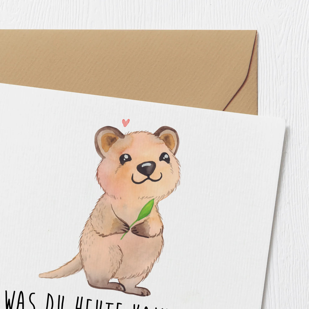 Deluxe Card Quokka Happy Hochwertige Klappkarte, Hochzeitskarte, Karte, Einladungskarte, Grußkarte, Geburtstagskarte, Klappkarte, Glückwunschkarte, Hochwertige Grußkarte, Tiermotive, Gute Laune, lustige Sprüche, Tiere, Lustiger Spruch, Quokka, Dinge erledigen, Verschieben, Aufschieberitis, Niedliches Tier