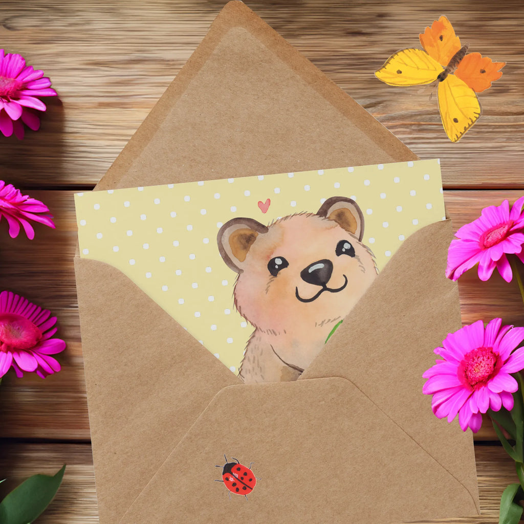 Deluxe Card Quokka Happy Hochwertige Klappkarte, Hochzeitskarte, Karte, Einladungskarte, Grußkarte, Geburtstagskarte, Klappkarte, Glückwunschkarte, Hochwertige Grußkarte, Tiermotive, Gute Laune, lustige Sprüche, Tiere, Lustiger Spruch, Quokka, Dinge erledigen, Verschieben, Aufschieberitis, Niedliches Tier