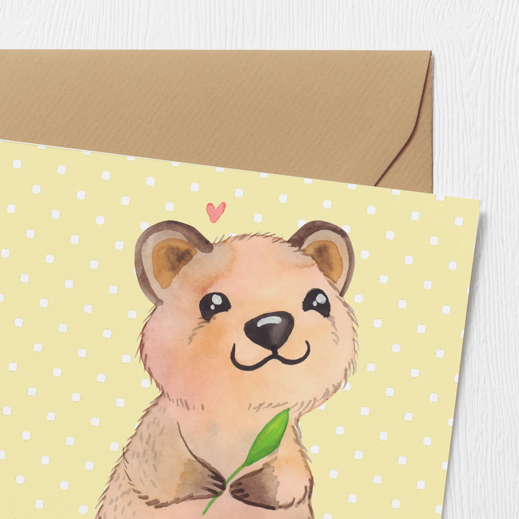 Deluxe Card Quokka Happy Hochwertige Klappkarte, Hochzeitskarte, Karte, Einladungskarte, Grußkarte, Geburtstagskarte, Klappkarte, Glückwunschkarte, Hochwertige Grußkarte, Tiermotive, Gute Laune, lustige Sprüche, Tiere, Lustiger Spruch, Quokka, Dinge erledigen, Verschieben, Aufschieberitis, Niedliches Tier