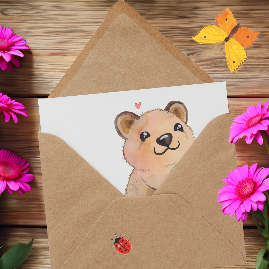 Deluxe Card Quokka Happy Hochwertige Klappkarte, Hochzeitskarte, Karte, Einladungskarte, Grußkarte, Geburtstagskarte, Klappkarte, Glückwunschkarte, Hochwertige Grußkarte, Tiermotive, Gute Laune, lustige Sprüche, Tiere, Lustiger Spruch, Quokka, Dinge erledigen, Verschieben, Aufschieberitis, Niedliches Tier