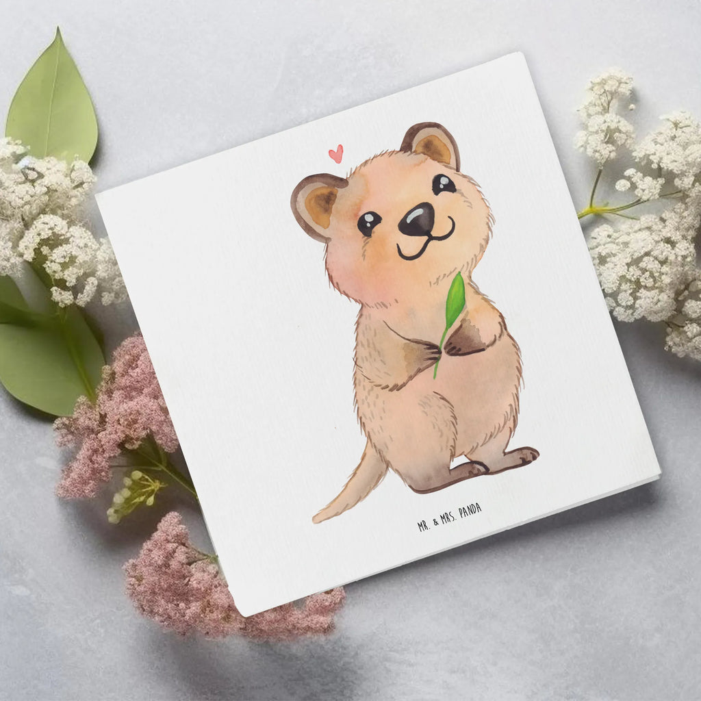 Deluxe Card Quokka Happy Hochwertige Klappkarte, Hochzeitskarte, Karte, Einladungskarte, Grußkarte, Geburtstagskarte, Klappkarte, Glückwunschkarte, Hochwertige Grußkarte, Tiermotive, Gute Laune, lustige Sprüche, Tiere, Lustiger Spruch, Quokka, Dinge erledigen, Verschieben, Aufschieberitis, Niedliches Tier