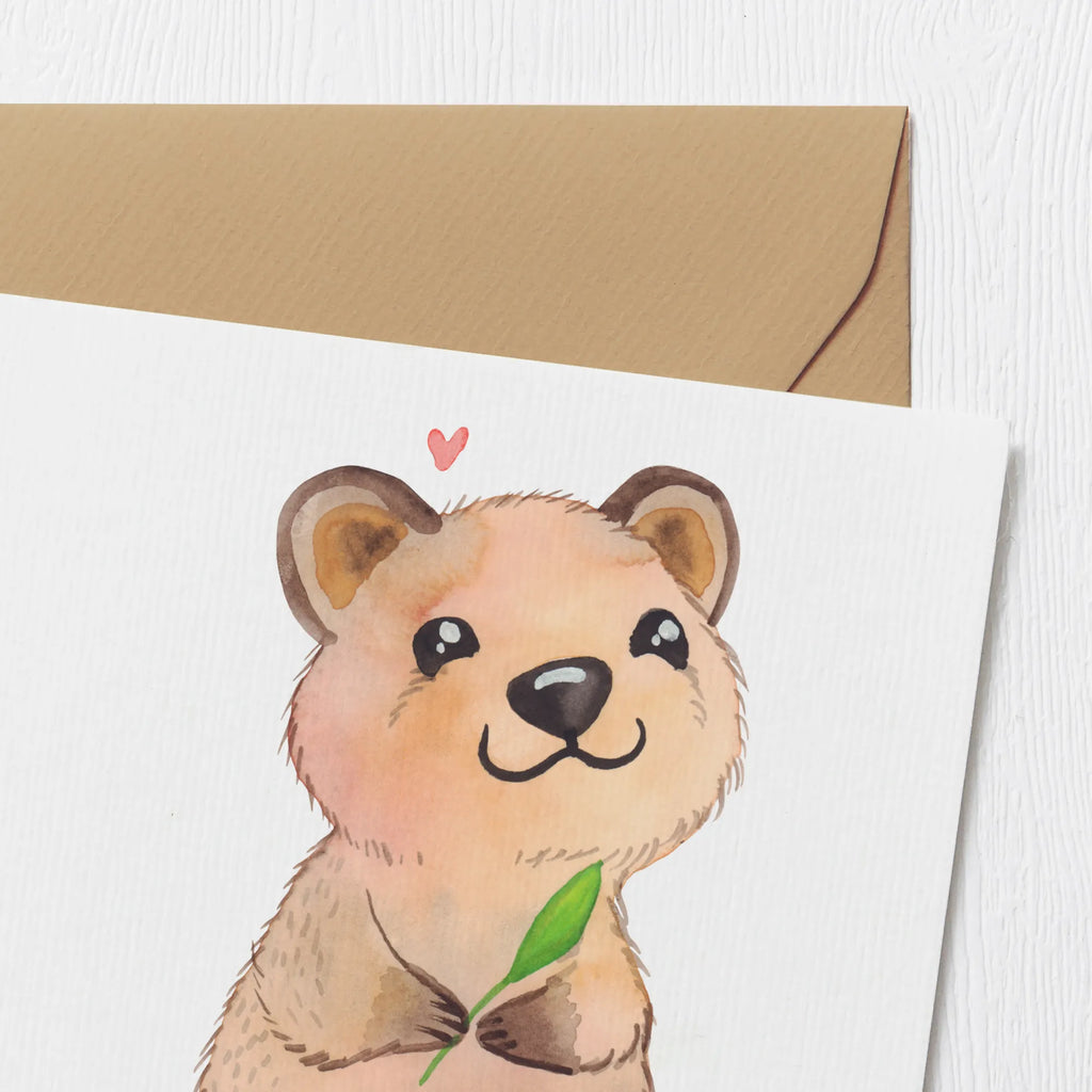 Deluxe Card Quokka Happy Hochwertige Klappkarte, Hochzeitskarte, Karte, Einladungskarte, Grußkarte, Geburtstagskarte, Klappkarte, Glückwunschkarte, Hochwertige Grußkarte, Tiermotive, Gute Laune, lustige Sprüche, Tiere, Lustiger Spruch, Quokka, Dinge erledigen, Verschieben, Aufschieberitis, Niedliches Tier
