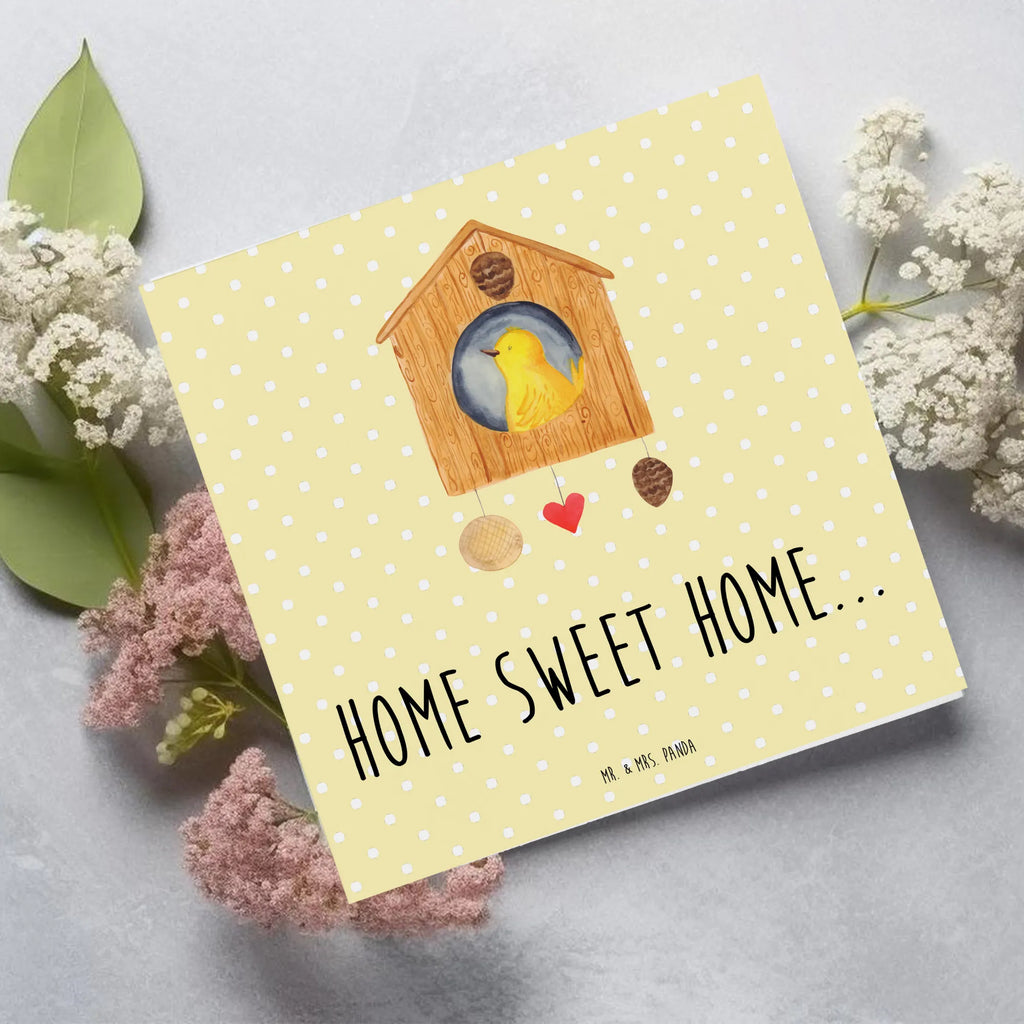 Deluxe Card birdhouse Home Hochwertige Klappkarte, Klappkarte, Glückwunschkarte, Hochwertige Grußkarte, Karte, Einladungskarte, Geburtstagskarte, Hochzeitskarte, Grußkarte, Tiermotive, Gute Laune, lustige Sprüche, Tiere, Haus, Einzug, Hausbau, Einzugsgeschenk, Home sweet Home, Geschenk, Vogelhaus, Umzug, Vogel