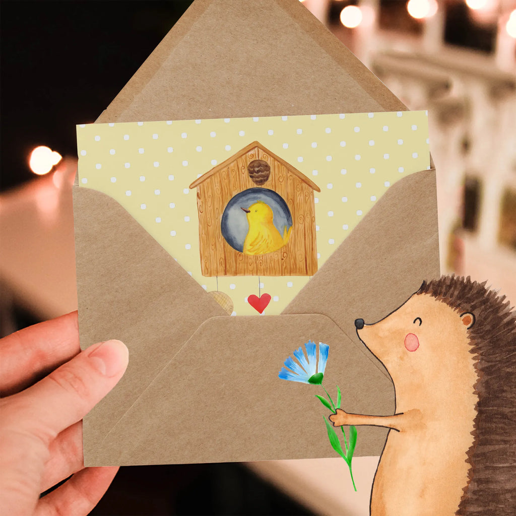 Deluxe Card birdhouse Home Hochwertige Klappkarte, Klappkarte, Glückwunschkarte, Hochwertige Grußkarte, Karte, Einladungskarte, Geburtstagskarte, Hochzeitskarte, Grußkarte, Tiermotive, Gute Laune, lustige Sprüche, Tiere, Haus, Einzug, Hausbau, Einzugsgeschenk, Home sweet Home, Geschenk, Vogelhaus, Umzug, Vogel