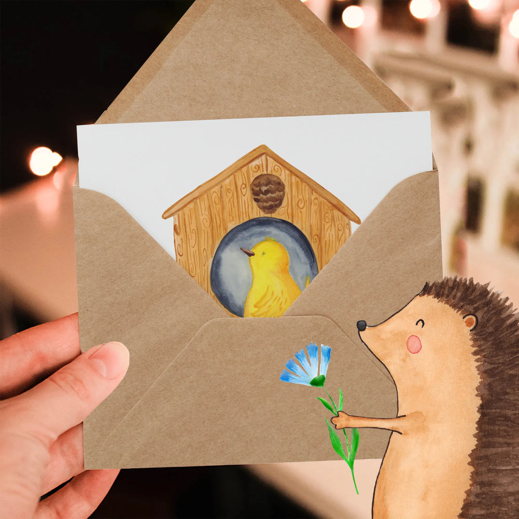 Deluxe Card birdhouse Home Hochwertige Klappkarte, Klappkarte, Glückwunschkarte, Hochwertige Grußkarte, Karte, Einladungskarte, Geburtstagskarte, Hochzeitskarte, Grußkarte, Tiermotive, Gute Laune, lustige Sprüche, Tiere, Haus, Einzug, Hausbau, Einzugsgeschenk, Home sweet Home, Geschenk, Vogelhaus, Umzug, Vogel