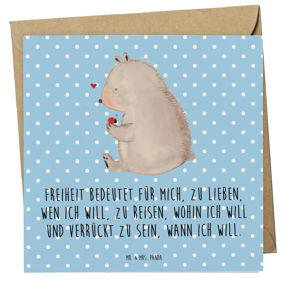 Deluxe Card bear ladybug Glückwunschkarte, Hochwertige Klappkarte, Karte, Hochzeitskarte, Geburtstagskarte, Grußkarte, Einladungskarte, Hochwertige Grußkarte, Klappkarte, Bär, Teddy, Teddybär, Liebe, Freiheit, Das Leben ist schön, Marienkäfer, Motivation