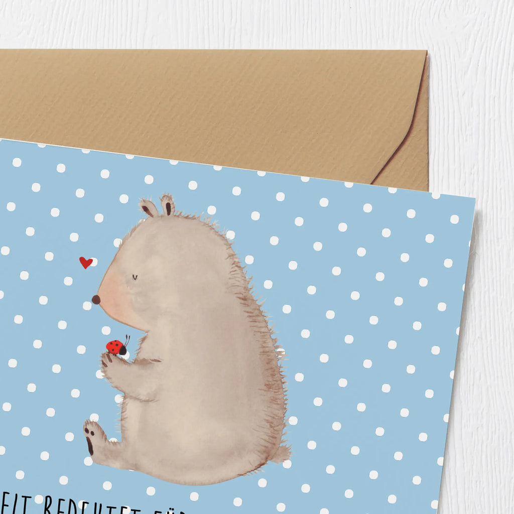 Deluxe Card bear ladybug Glückwunschkarte, Hochwertige Klappkarte, Karte, Hochzeitskarte, Geburtstagskarte, Grußkarte, Einladungskarte, Hochwertige Grußkarte, Klappkarte, Bär, Teddy, Teddybär, Liebe, Freiheit, Das Leben ist schön, Marienkäfer, Motivation
