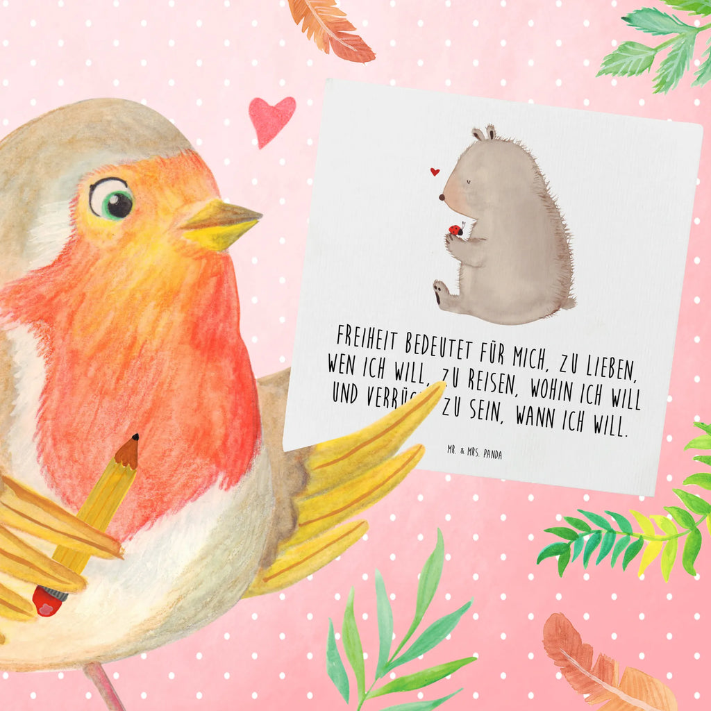 Deluxe Card bear ladybug Glückwunschkarte, Hochwertige Klappkarte, Karte, Hochzeitskarte, Geburtstagskarte, Grußkarte, Einladungskarte, Hochwertige Grußkarte, Klappkarte, Bär, Teddy, Teddybär, Liebe, Freiheit, Das Leben ist schön, Marienkäfer, Motivation