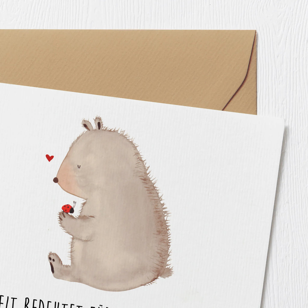 Deluxe Card bear ladybug Glückwunschkarte, Hochwertige Klappkarte, Karte, Hochzeitskarte, Geburtstagskarte, Grußkarte, Einladungskarte, Hochwertige Grußkarte, Klappkarte, Bär, Teddy, Teddybär, Liebe, Freiheit, Das Leben ist schön, Marienkäfer, Motivation