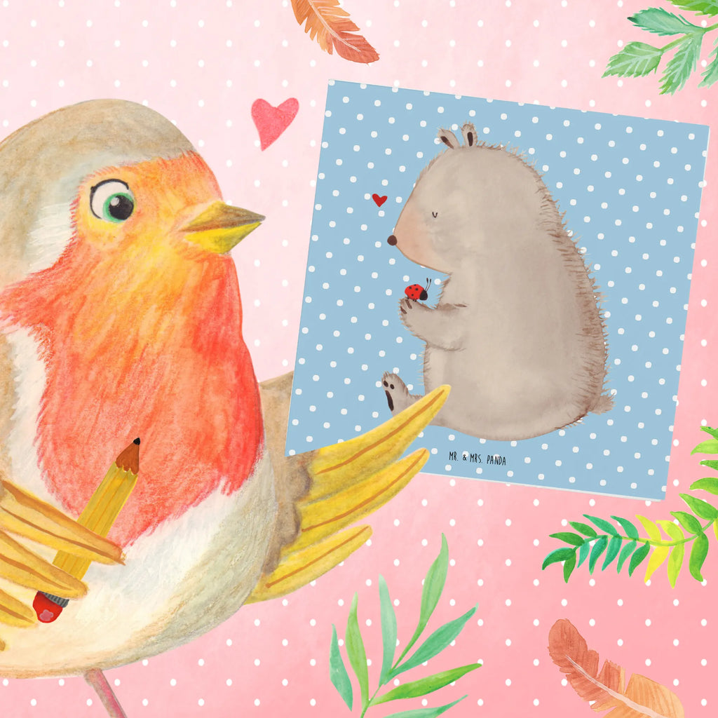 Deluxe Card bear ladybug Glückwunschkarte, Hochwertige Klappkarte, Karte, Hochzeitskarte, Geburtstagskarte, Grußkarte, Einladungskarte, Hochwertige Grußkarte, Klappkarte, Bär, Teddy, Teddybär, Liebe, Freiheit, Das Leben ist schön, Marienkäfer, Motivation