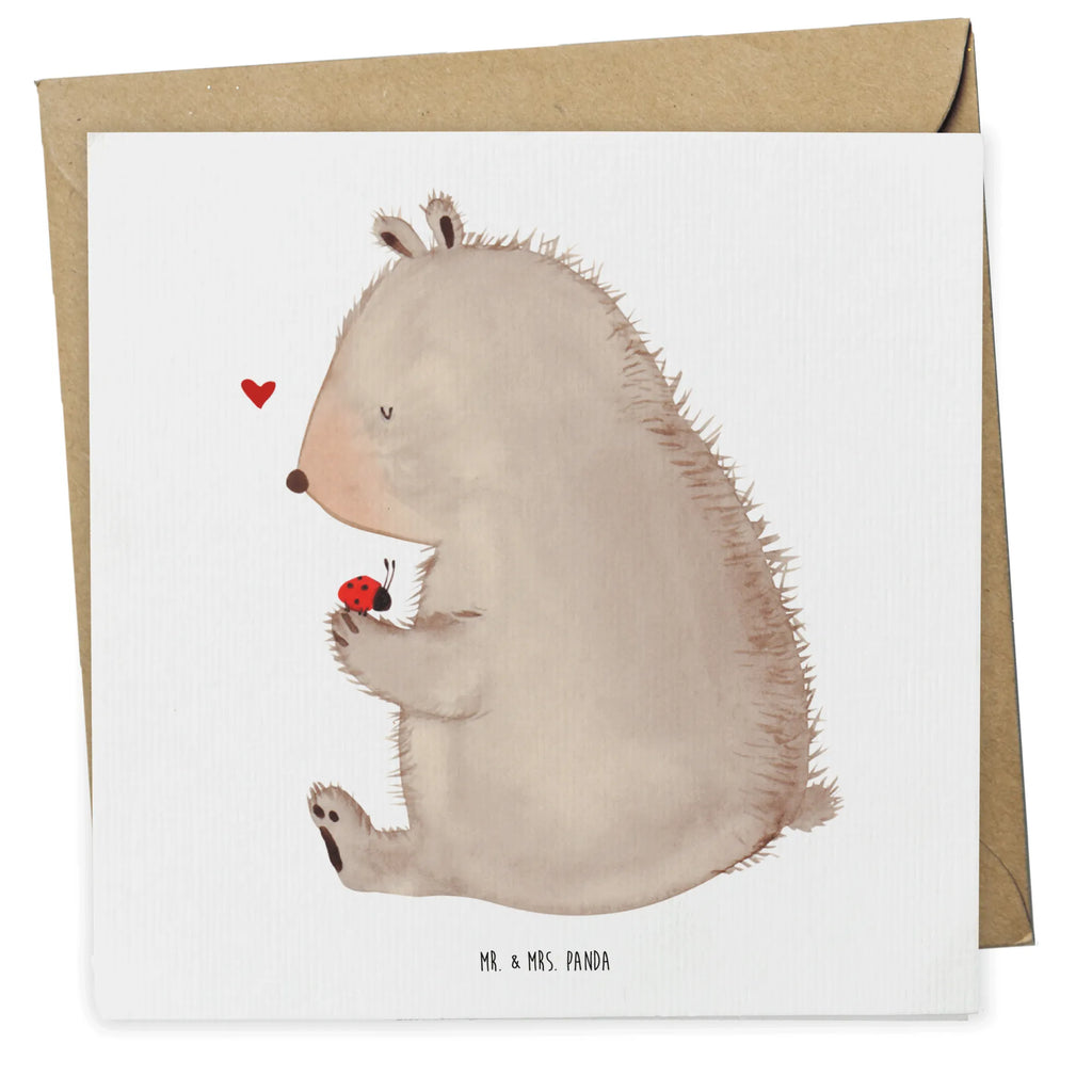 Deluxe Card bear ladybug Glückwunschkarte, Hochwertige Klappkarte, Karte, Hochzeitskarte, Geburtstagskarte, Grußkarte, Einladungskarte, Hochwertige Grußkarte, Klappkarte, Bär, Teddy, Teddybär, Liebe, Freiheit, Das Leben ist schön, Marienkäfer, Motivation