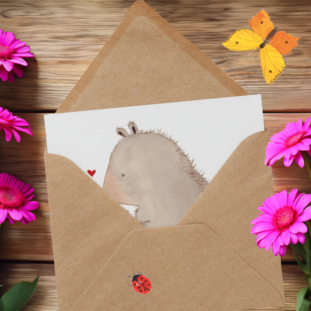Deluxe Card bear ladybug Glückwunschkarte, Hochwertige Klappkarte, Karte, Hochzeitskarte, Geburtstagskarte, Grußkarte, Einladungskarte, Hochwertige Grußkarte, Klappkarte, Bär, Teddy, Teddybär, Liebe, Freiheit, Das Leben ist schön, Marienkäfer, Motivation