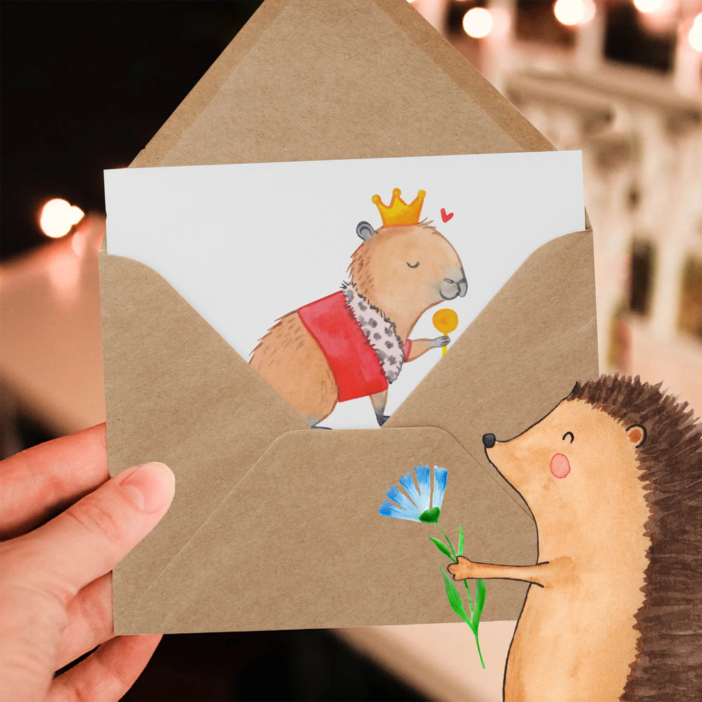 Deluxe Card Capybara King Grußkarte, Klappkarte, anlasskarte, faltkarte, doppelkarte, Glückwunschkarte, Lustige Sprüche, Tiere, Tiermotive, Gute Laune, Capybara, König