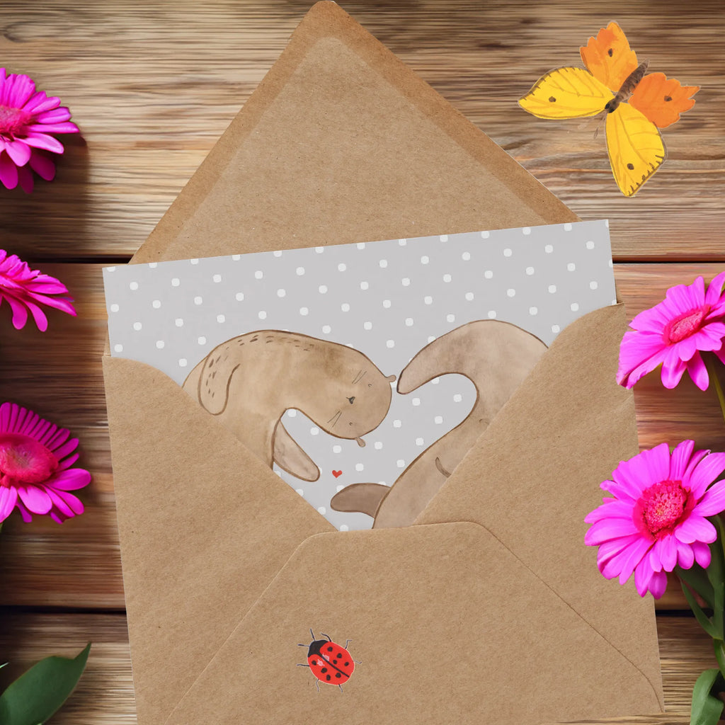 Deluxe Card otter Heart Geburtstagskarte, Hochwertige Grußkarte, Karte, Einladungskarte, Hochzeitskarte, Glückwunschkarte, Klappkarte, Grußkarte, Hochwertige Klappkarte, Otter, Fischotter, Seeotter, Liebesbeweis, Love you, Hochzeitstag, Jahrestag, Herz, Bessere Hälfte, Liebesgeschenk, Verlobung, Liebe, gemeinsames Leben