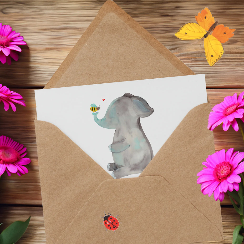 Deluxe Card elephant bee Klappkarte, Glückwunschkarte, Grußkarte, faltkarte, doppelkarte, anlasskarte, Tiere, Lustige Sprüche, Tiermotive, Gute Laune, Liebesspruch, Jahrestag, Hochzeitsgeschenk, Biene, Liebesbeweis, Liebe, Heiratsantrag, Elefant, Liebesgeschenk