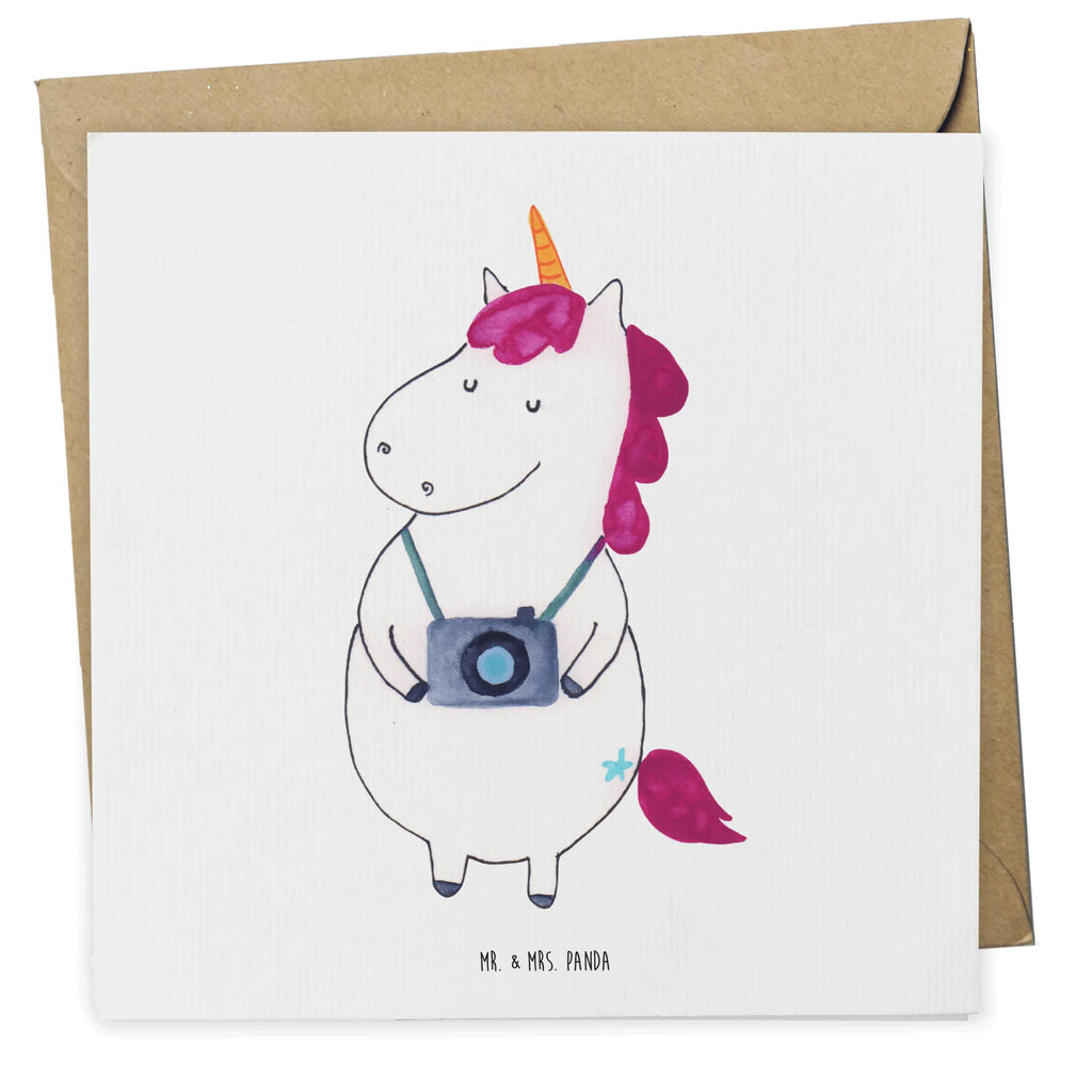 Deluxe Card unicorn photographer Karte, Geburtstagskarte, Glückwunschkarte, Hochzeitskarte, Grußkarte, Einladungskarte, Klappkarte, Hochwertige Grußkarte, Hochwertige Klappkarte, Einhorn, Einhörner, Einhorn Deko, Unicorn, Reisen, Fotografie, Weltreise, Kurztrip, Weltenbummler, Urlaub, Tourist, Kamera, Fotograf, Reise, Städtereise