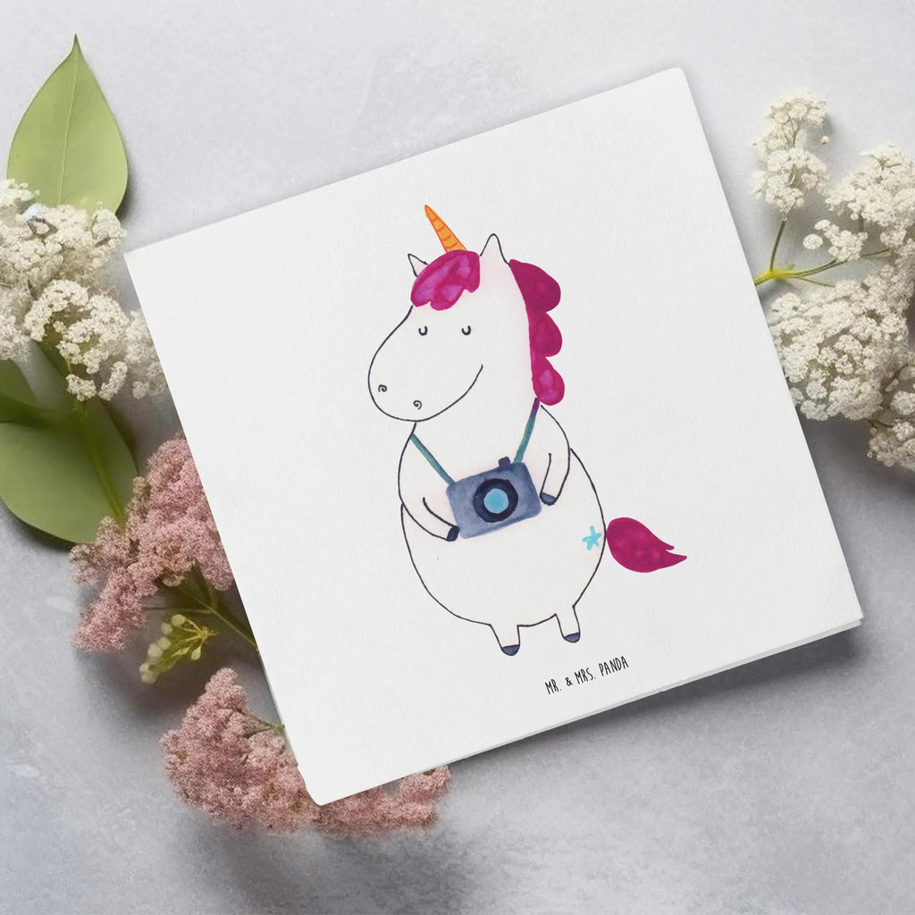 Deluxe Card unicorn photographer Karte, Geburtstagskarte, Glückwunschkarte, Hochzeitskarte, Grußkarte, Einladungskarte, Klappkarte, Hochwertige Grußkarte, Hochwertige Klappkarte, Einhorn, Einhörner, Einhorn Deko, Unicorn, Reisen, Fotografie, Weltreise, Kurztrip, Weltenbummler, Urlaub, Tourist, Kamera, Fotograf, Reise, Städtereise