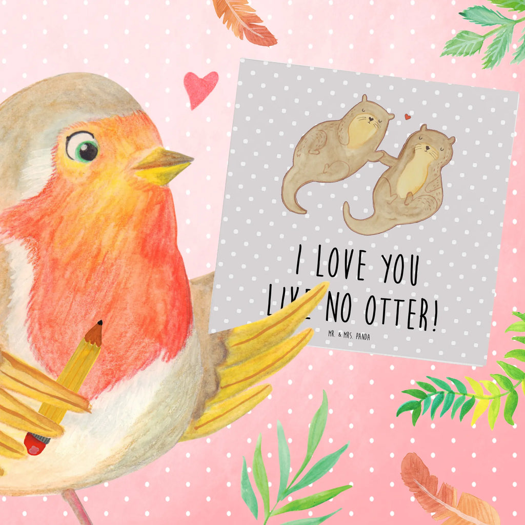 Deluxe Karte Otter Hände halten Klappkarte, faltkarte, doppelkarte, Glückwunschkarte, anlasskarte, Grußkarte, Otter, Fischotter, Seeotter, Otter Seeotter See Otter