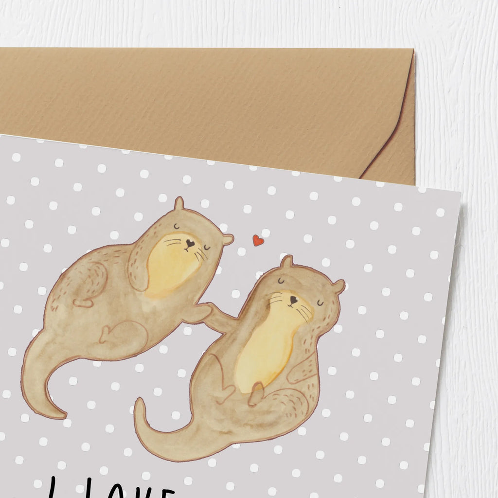 Deluxe Karte Otter Hände halten Klappkarte, faltkarte, doppelkarte, Glückwunschkarte, anlasskarte, Grußkarte, Otter, Fischotter, Seeotter, Otter Seeotter See Otter