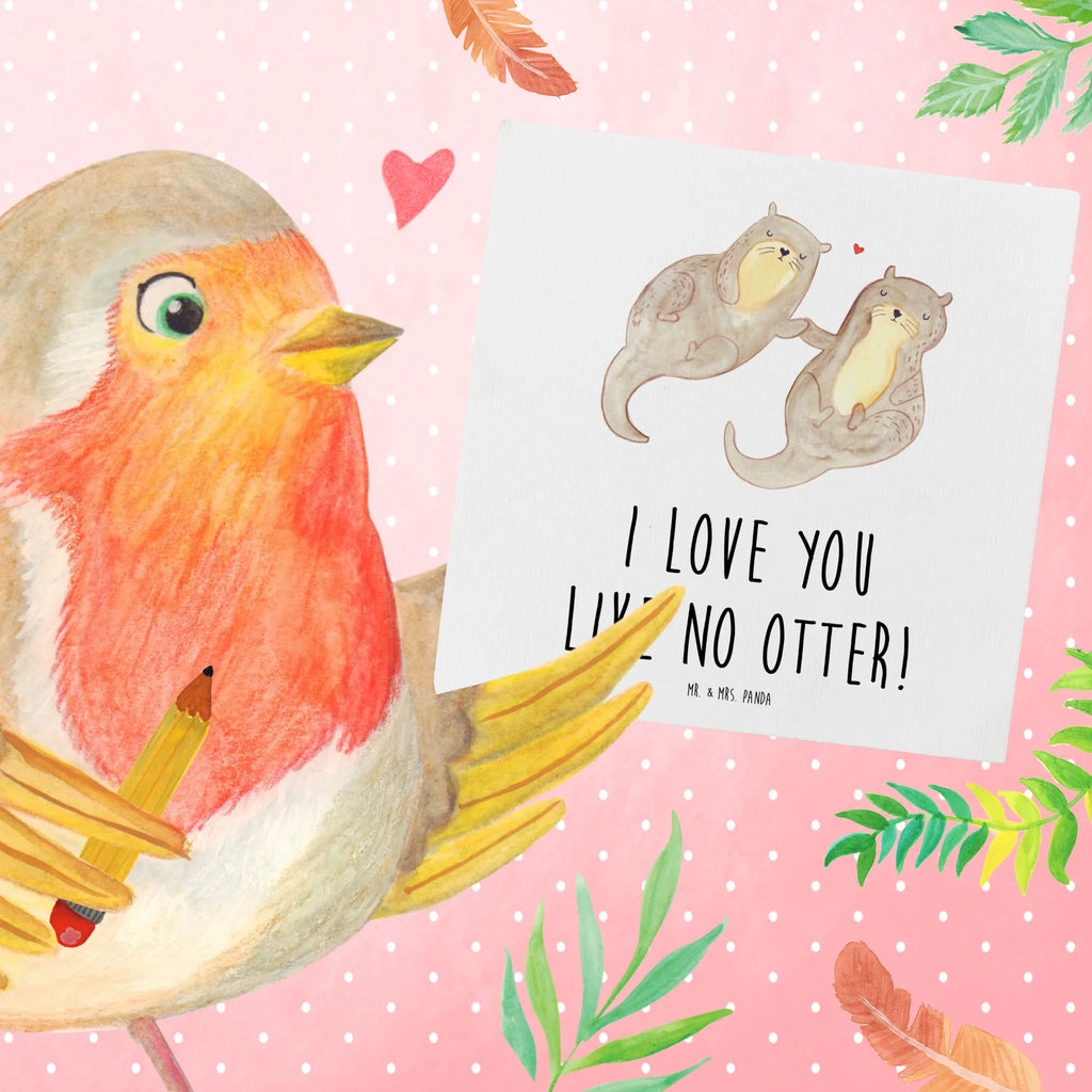 Deluxe Karte Otter Hände halten Klappkarte, faltkarte, doppelkarte, Glückwunschkarte, anlasskarte, Grußkarte, Otter, Fischotter, Seeotter, Otter Seeotter See Otter