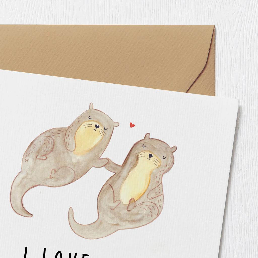 Deluxe Karte Otter Hände halten Klappkarte, faltkarte, doppelkarte, Glückwunschkarte, anlasskarte, Grußkarte, Otter, Fischotter, Seeotter, Otter Seeotter See Otter