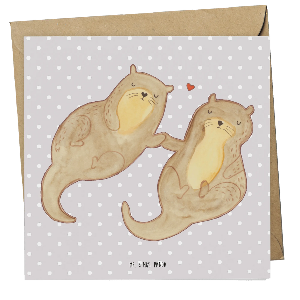 Deluxe Karte Otter Hände halten Klappkarte, faltkarte, doppelkarte, Glückwunschkarte, anlasskarte, Grußkarte, Otter, Fischotter, Seeotter, Otter Seeotter See Otter