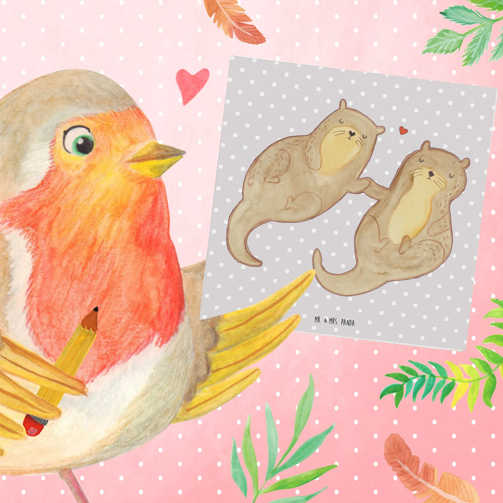 Deluxe Karte Otter Hände halten Klappkarte, faltkarte, doppelkarte, Glückwunschkarte, anlasskarte, Grußkarte, Otter, Fischotter, Seeotter, Otter Seeotter See Otter