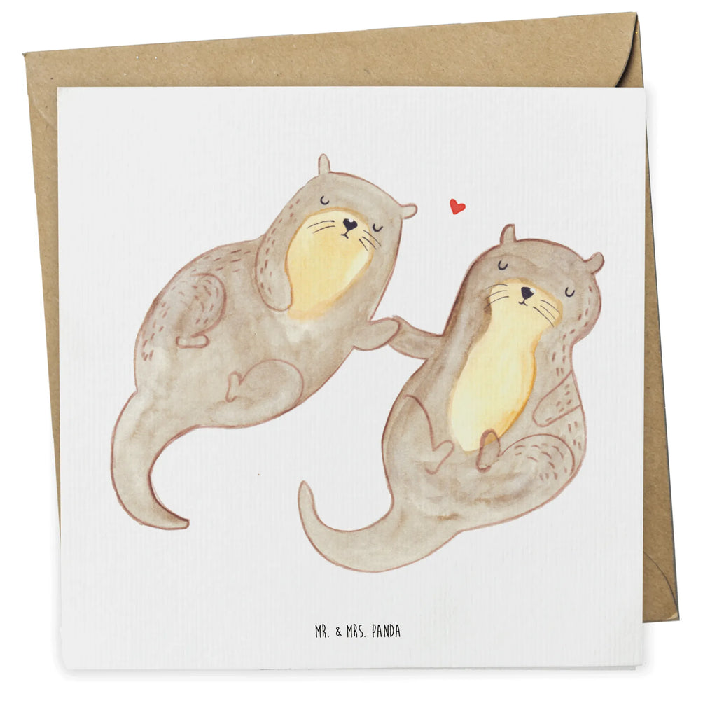 Deluxe Karte Otter Hände halten Klappkarte, faltkarte, doppelkarte, Glückwunschkarte, anlasskarte, Grußkarte, Otter, Fischotter, Seeotter, Otter Seeotter See Otter