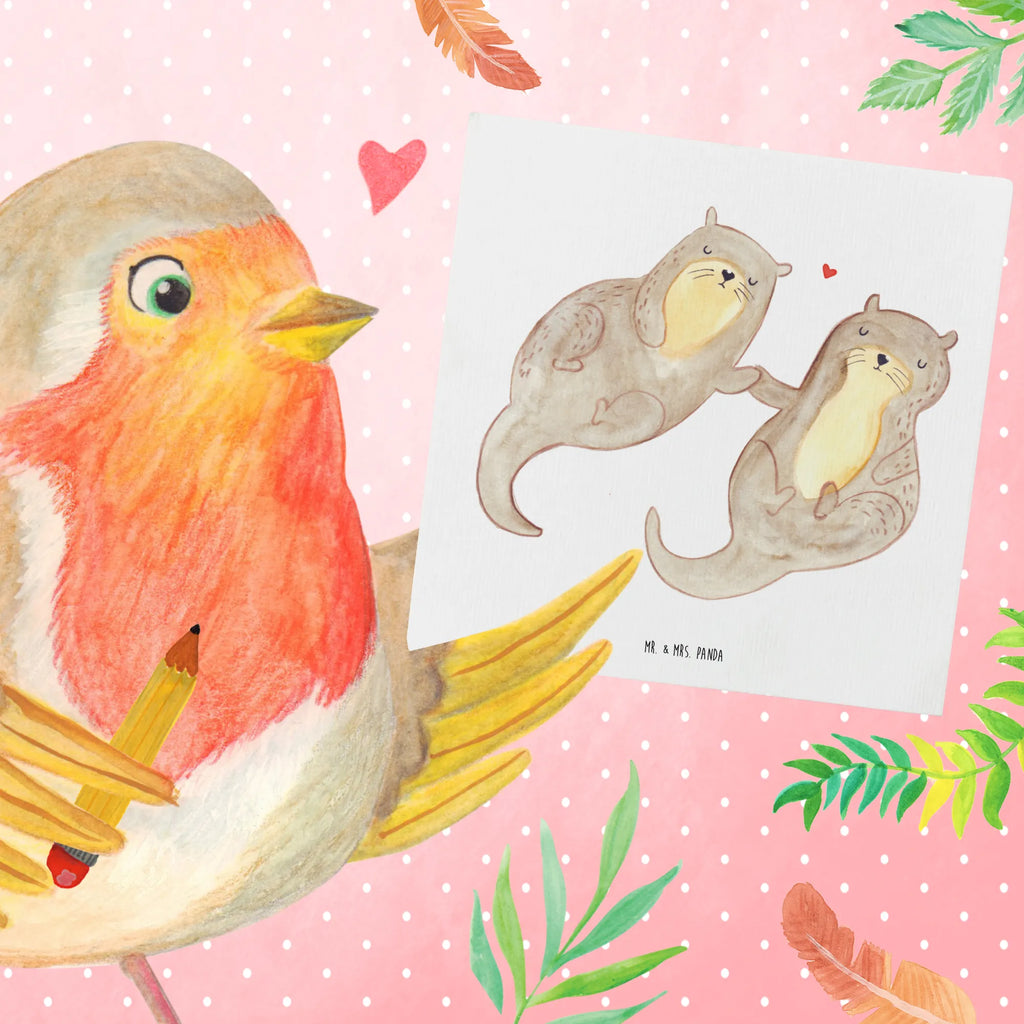 Deluxe Karte Otter Hände halten Klappkarte, faltkarte, doppelkarte, Glückwunschkarte, anlasskarte, Grußkarte, Otter, Fischotter, Seeotter, Otter Seeotter See Otter