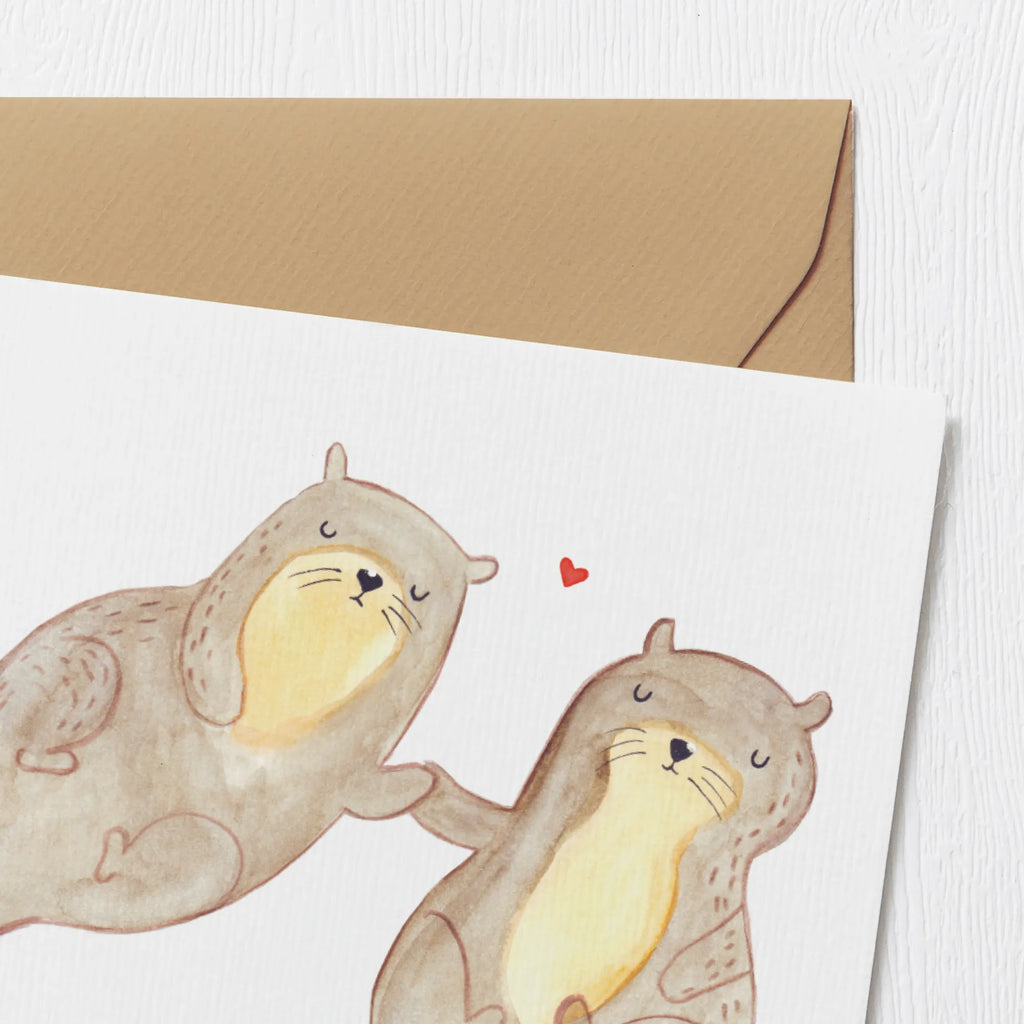 Deluxe Karte Otter Hände halten Klappkarte, faltkarte, doppelkarte, Glückwunschkarte, anlasskarte, Grußkarte, Otter, Fischotter, Seeotter, Otter Seeotter See Otter