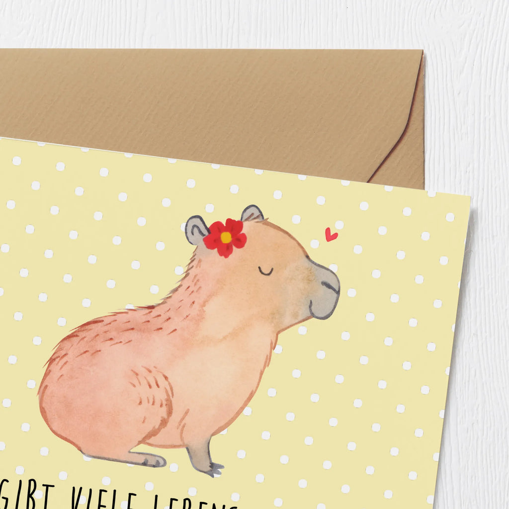 Deluxe Card Capybara flower Grußkarte, Hochwertige Grußkarte, Hochwertige Klappkarte, Hochzeitskarte, Glückwunschkarte, Karte, Klappkarte, Einladungskarte, Geburtstagskarte, Tiermotive, Gute Laune, lustige Sprüche, Tiere, Capybara