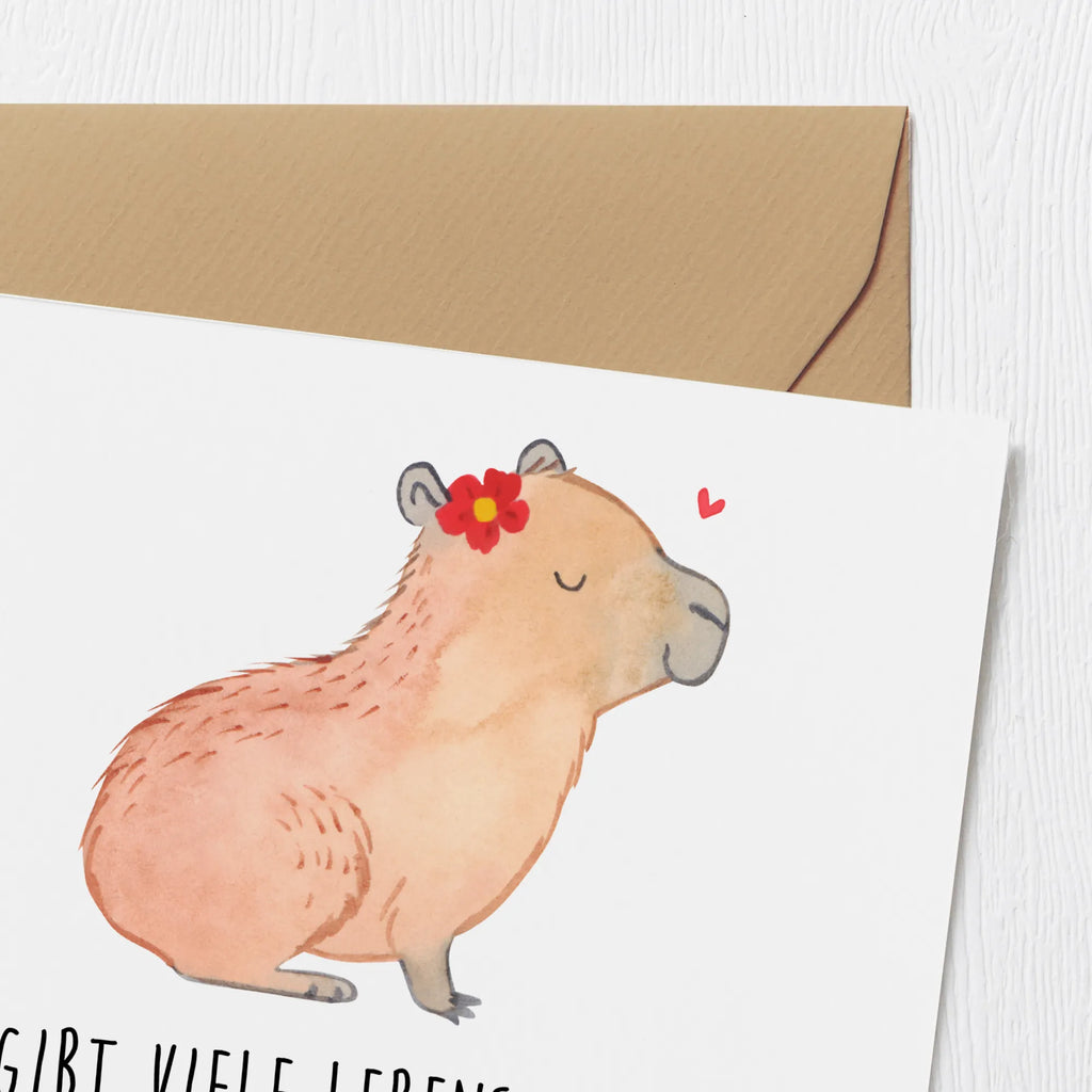 Deluxe Card Capybara flower Grußkarte, Hochwertige Grußkarte, Hochwertige Klappkarte, Hochzeitskarte, Glückwunschkarte, Karte, Klappkarte, Einladungskarte, Geburtstagskarte, Tiermotive, Gute Laune, lustige Sprüche, Tiere, Capybara