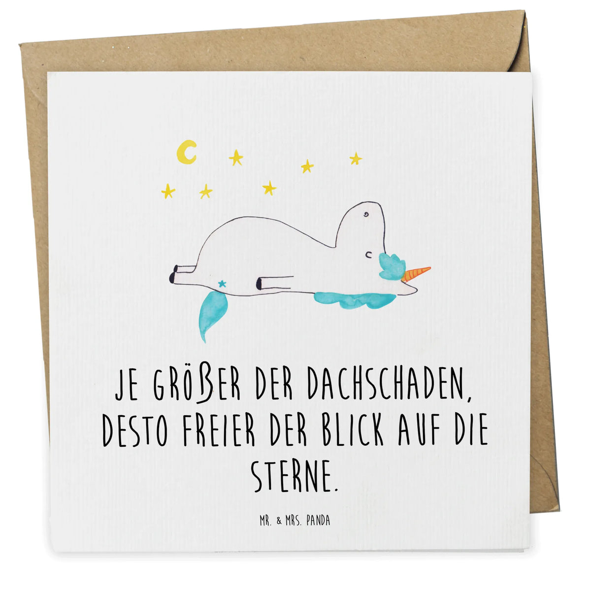 Deluxe Karte Einhorn Sternenhimmel faltkarte, doppelkarte, anlasskarte, Grußkarte, Klappkarte, Glückwunschkarte, Unicorn, Einhorn, Einhörner, Einhorn Deko, Sternenhimmel, Dachschaden, Sterne, Verrückt