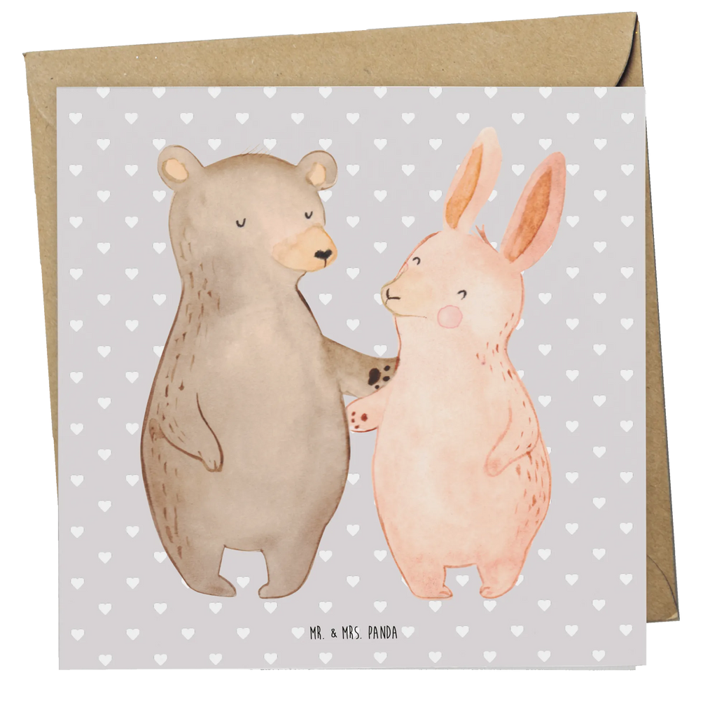 Deluxe Karte Bär und Hase Umarmen Grußkarte, Karte, Klappkarte, Geburtstagskarte, Hochzeitskarte, Glückwunschkarte, Hochwertige Grußkarte, Hochwertige Klappkarte, Einladungskarte, Liebe, Partner, Freund, Freundin, Ehemann, Ehefrau, Heiraten, Verlobung, Heiratsantrag, Liebesgeschenk, Jahrestag, Hocheitstag, Freunde, best friends, Bär, Bärchen, bester Freund, Hase