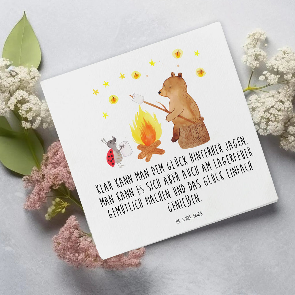 Deluxe Karte Bär & Marienkäfer Lagerfeuer Hochwertige Klappkarte, Glückwunschkarte, Geburtstagskarte, Klappkarte, Grußkarte, Einladungskarte, Hochzeitskarte, Karte, Hochwertige Grußkarte, Bär, Teddy, Teddybär, Lagerfeuer