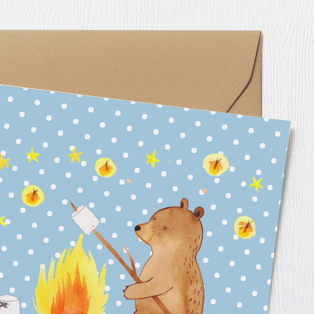 Deluxe Karte Bär & Marienkäfer Lagerfeuer Hochwertige Klappkarte, Glückwunschkarte, Geburtstagskarte, Klappkarte, Grußkarte, Einladungskarte, Hochzeitskarte, Karte, Hochwertige Grußkarte, Bär, Teddy, Teddybär, Lagerfeuer