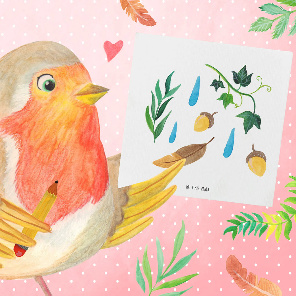 Deluxe Card Rainy days Design Einladungskarte, Hochzeitskarte, Geburtstagskarte, Hochwertige Grußkarte, Karte, Grußkarte, Hochwertige Klappkarte, Glückwunschkarte, Klappkarte, Wald, Natur, Aquarell, Regentropfen, Blätter, Eiche, Efeu