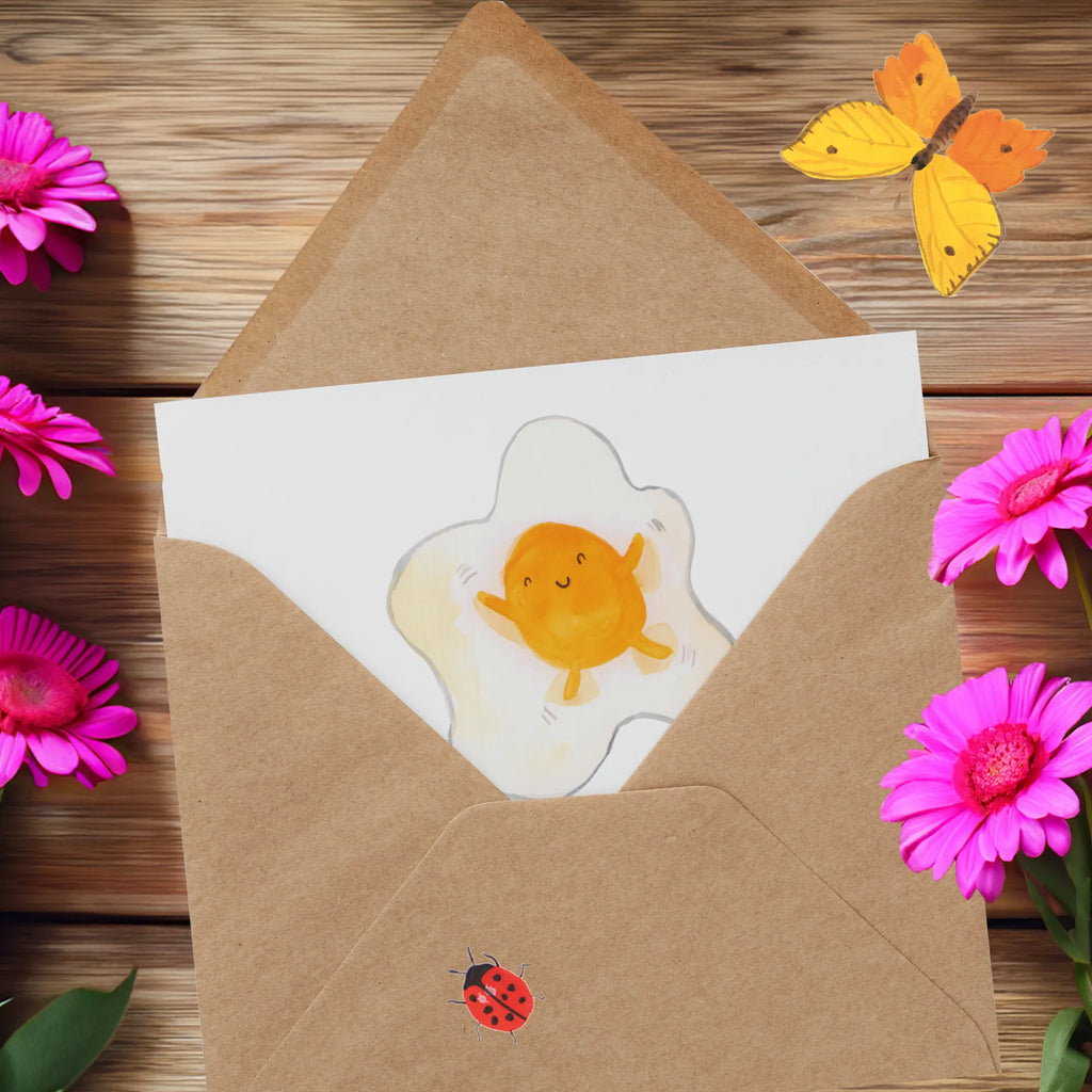 Deluxe Karte Spiegelei Ei faltkarte, Glückwunschkarte, Klappkarte, Grußkarte, doppelkarte, Lustige Sprüche, Gute Laune, Tiere, Tiermotive, Ei, Tag, Liebe, Glücklich, Spiegelei, Schön