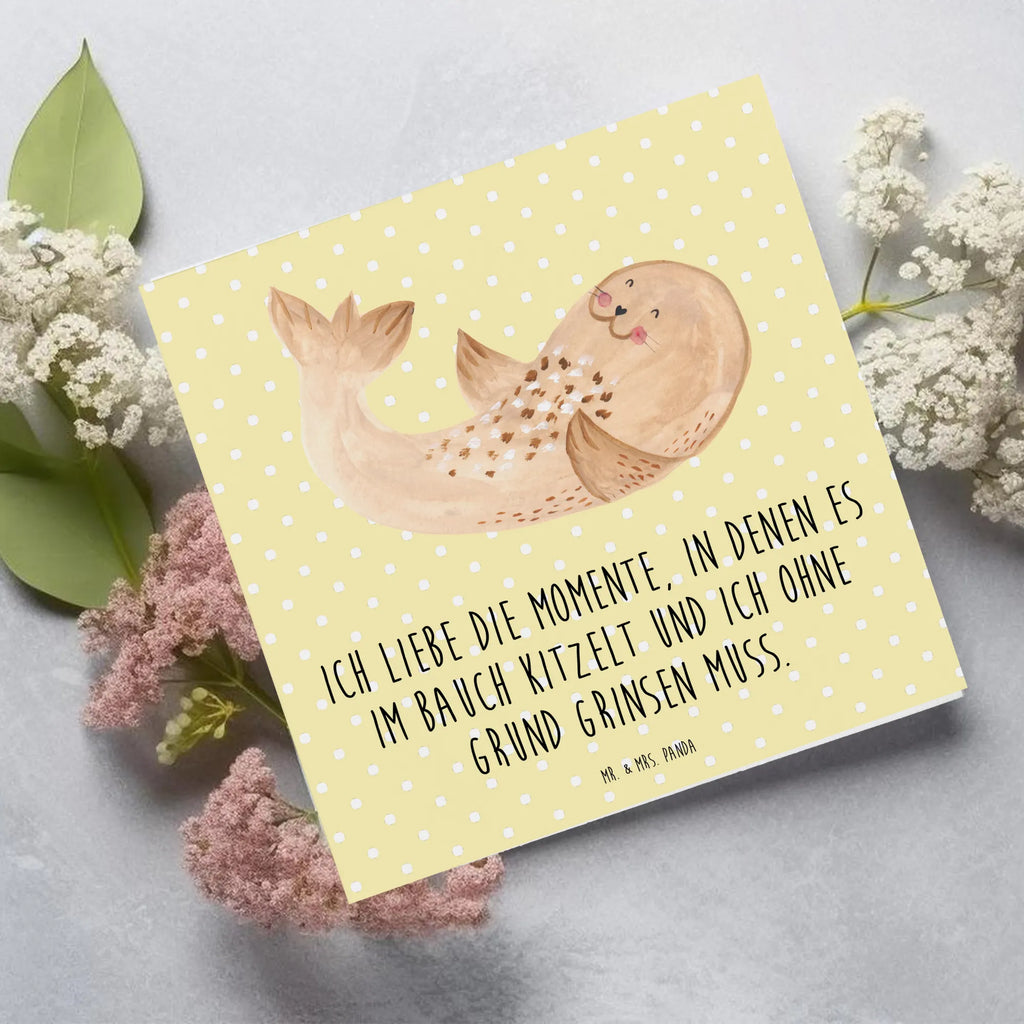 Deluxe Card seal Lay Hochzeitskarte, Grußkarte, Hochwertige Grußkarte, Hochwertige Klappkarte, Glückwunschkarte, Karte, Geburtstagskarte, Einladungskarte, Klappkarte, Tiermotive, Gute Laune, lustige Sprüche, Tiere, Meerestier, Lachen, Robben, Strand, Nordsee, Robbe, Ostsee, Freude, Seehund