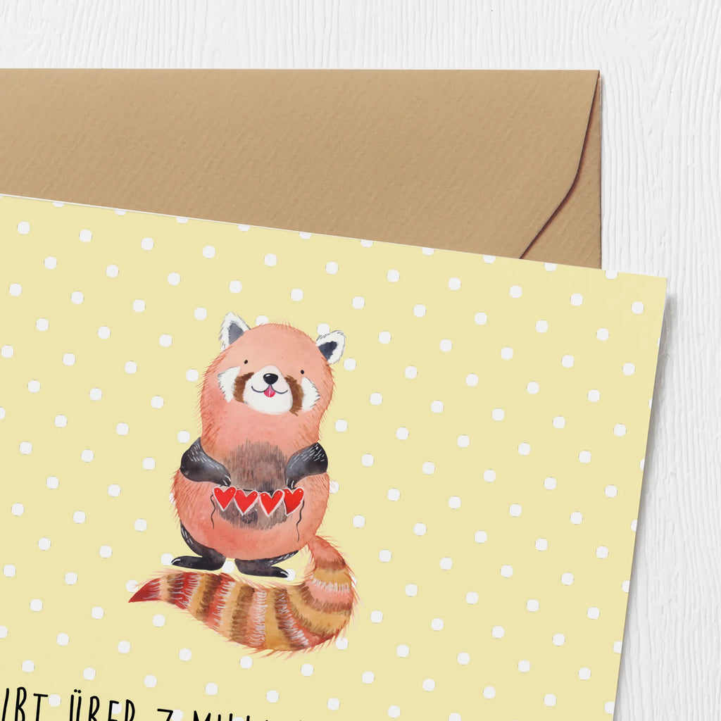 Deluxe Card red panda Hochzeitskarte, Glückwunschkarte, Grußkarte, Klappkarte, Einladungskarte, Geburtstagskarte, Karte, Hochwertige Grußkarte, Hochwertige Klappkarte, Tiermotive, Gute Laune, lustige Sprüche, Tiere, Liebe, Rot, Herz, Liebling, Panda, Lieblingsmensch