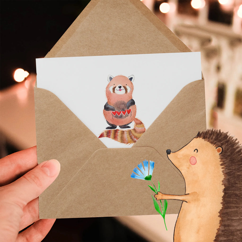 Deluxe Card red panda Hochzeitskarte, Glückwunschkarte, Grußkarte, Klappkarte, Einladungskarte, Geburtstagskarte, Karte, Hochwertige Grußkarte, Hochwertige Klappkarte, Tiermotive, Gute Laune, lustige Sprüche, Tiere, Liebe, Rot, Herz, Liebling, Panda, Lieblingsmensch